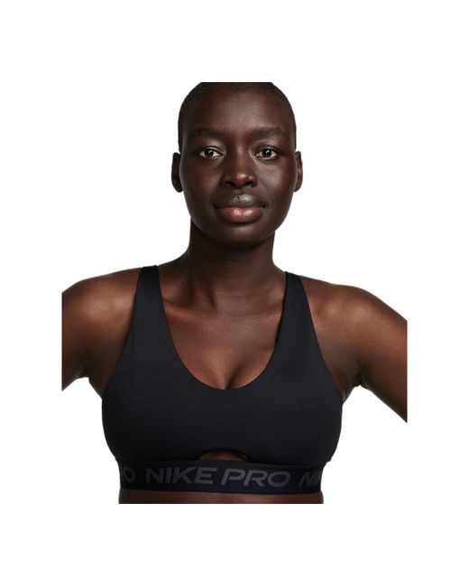 Nike Pro Indy Plunge Medium-Support Padded Sports Bra anthracite/white