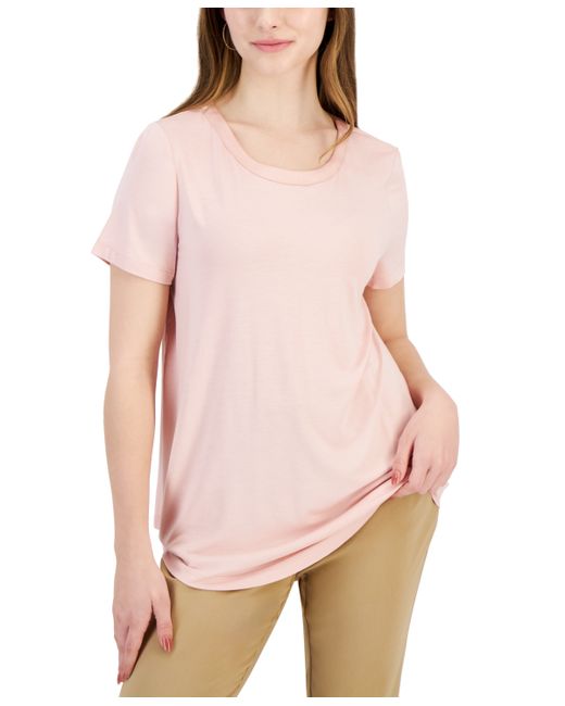 Jm Collection Petite Satin Trim Rayon Span Top Created for