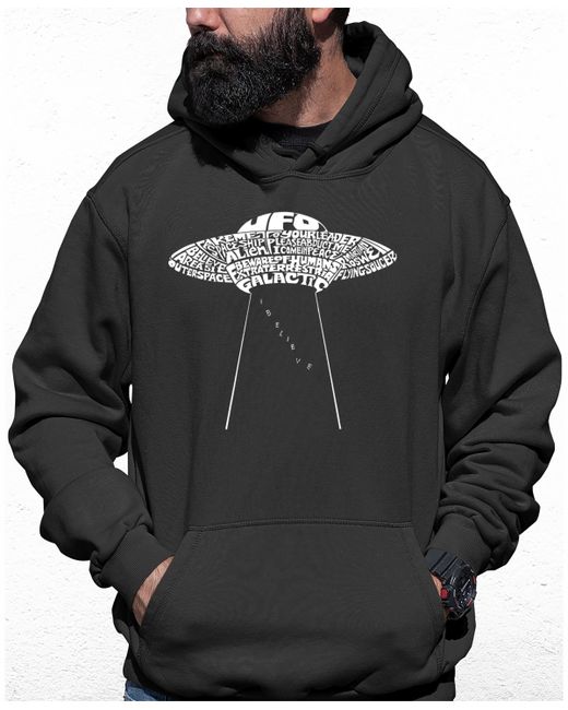La Pop Art Flying Saucer Ufo Word Art Hooded Sweatshirt