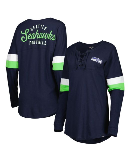 New Era College Seattle Seahawks Athletic Varsity Lace-Up Long Sleeve T-shirt