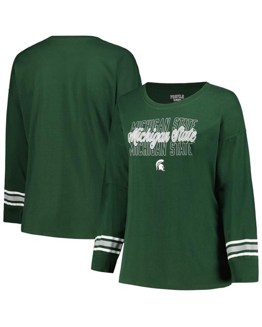 Profile Michigan State Spartans Plus Triple Script Crew Neck Long Sleeve T-shirt