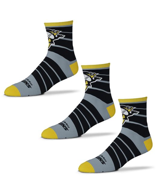 For Bare Feet Pittsburgh Penguins Three-Pack Quad Socks