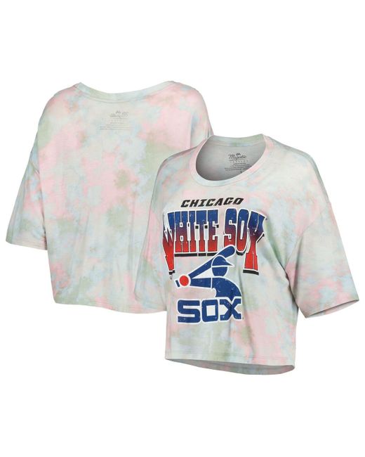 Majestic Threads Chicago White Sox Cooperstown Collection Tie-Dye Boxy Cropped Tri-Blend T-shirt