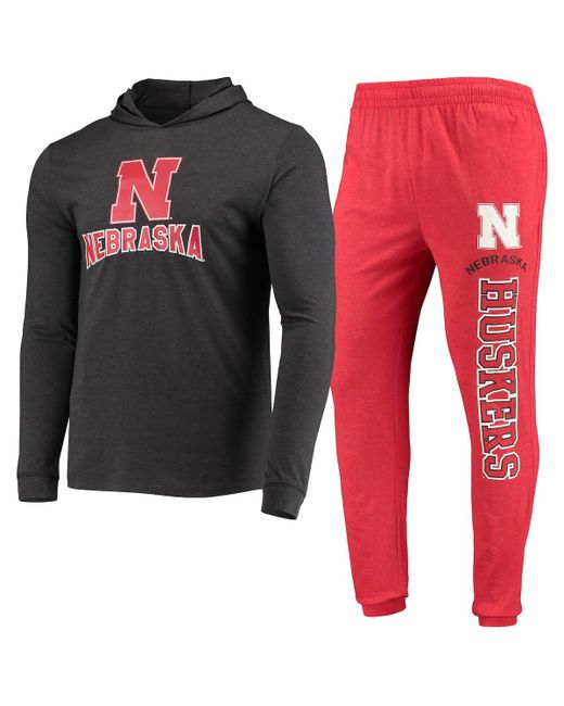 Concepts Sport Charcoal Nebraska Huskers Meter Long Sleeve Hoodie T-shirt and Jogger Pants Sleep Set