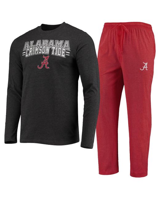 Concepts Sport Heathered Charcoal Alabama Tide Meter Long Sleeve T-shirt and Pants Sleep Set
