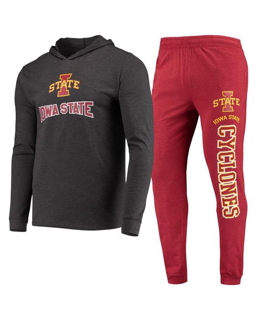 Concepts Sport Charcoal Iowa State Cyclones Meter Long Sleeve Hoodie T-shirt and Jogger Pants Sleep Set