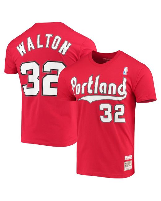 Mitchell & Ness Bill Walton Portland Trail Blazers Hardwood Classics Player Name and Number T-shirt