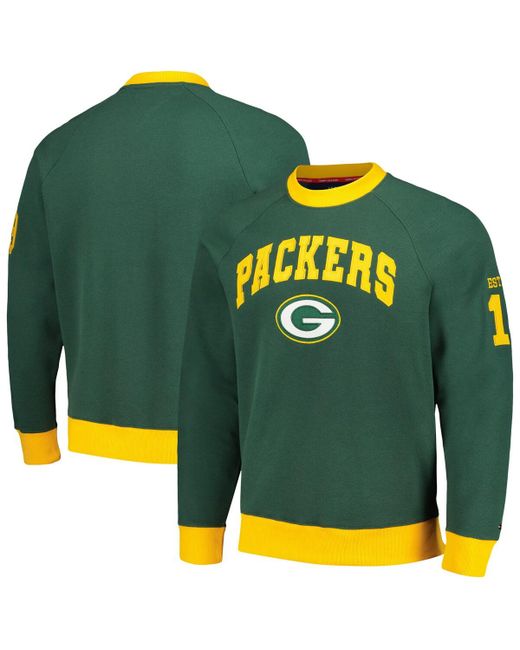 Tommy Hilfiger Gold Bay Packers Reese Raglan Tri-Blend Pullover Sweatshirt