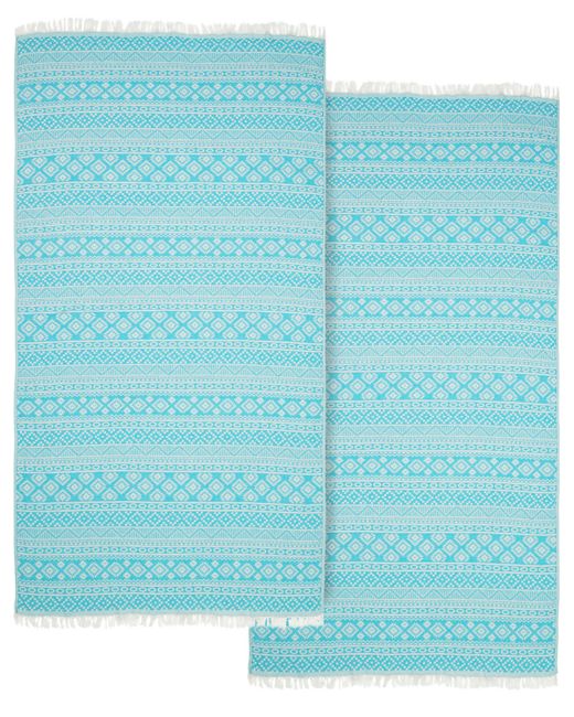 Linum Home Textiles Sea Breeze Pestemal Pack of 2 100 Turkish Cotton Beach Towel
