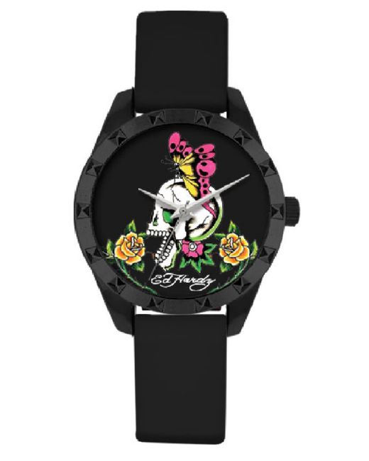 Ed Hardy Matte Silicone Strap Watch