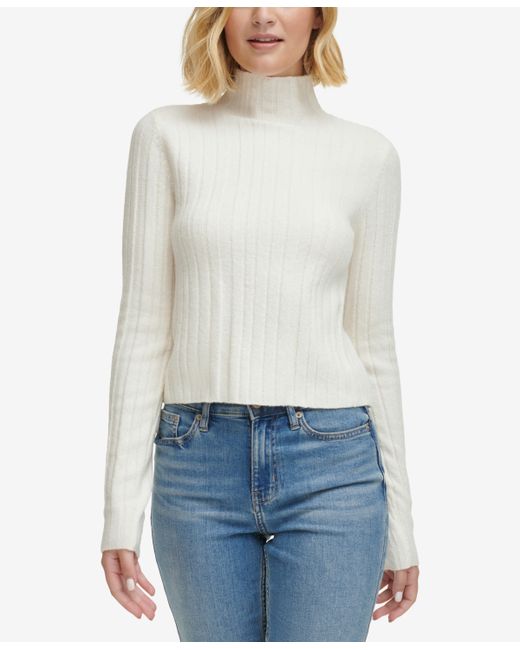 Calvin Klein Jeans Mock-Neck Long-Sleeve Ribbed Sweater