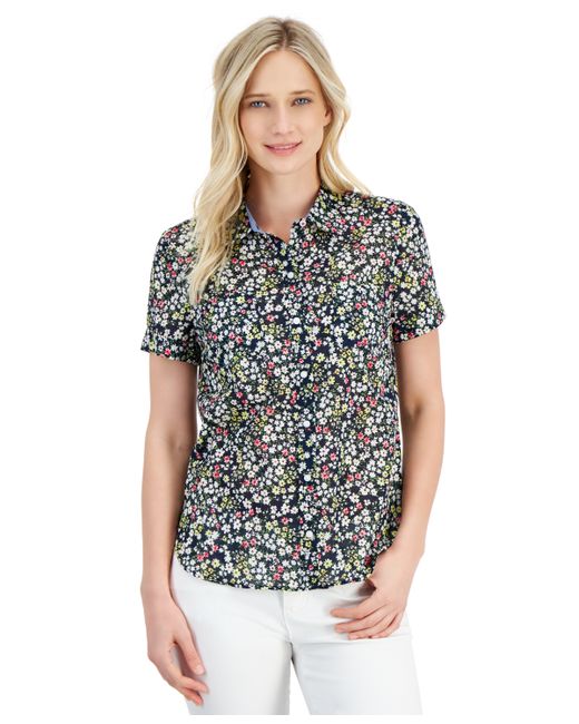 Nautica Jeans Cotton Ditsy-Floral Print Camp Shirt