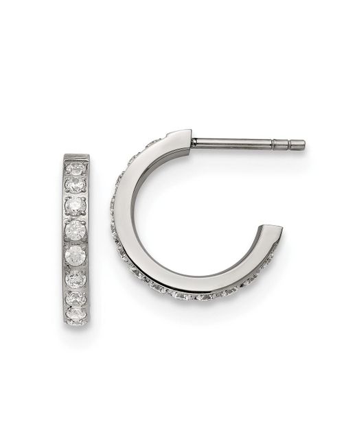 Chisel Polished with Cz Hoop Earrings