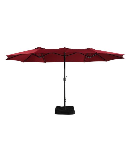 Mondawe 15ft Rectangular Double-Sided Outdoor Patio Market Umbrella with Base Included
