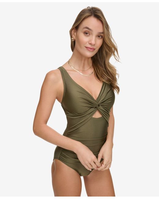 Dkny Shirred Keyhole Detail One-Piece Swimsuit