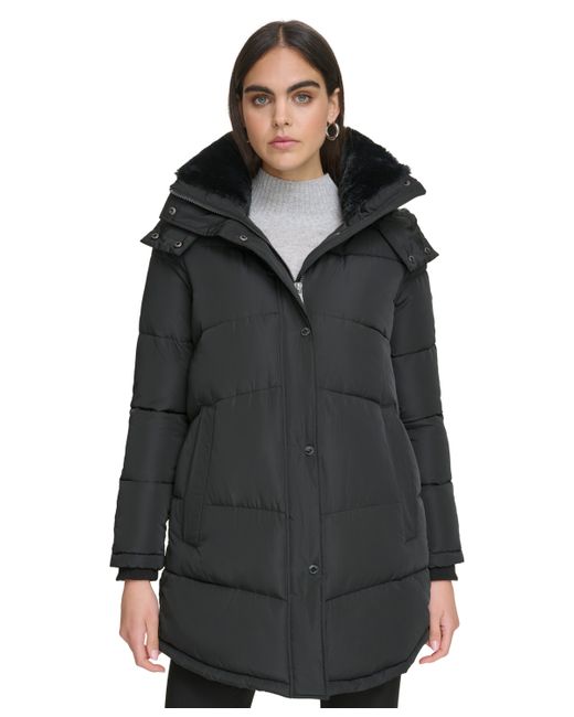 Calvin Klein Faux-Fur-Trim Hooded Puffer Coat Created for Macy