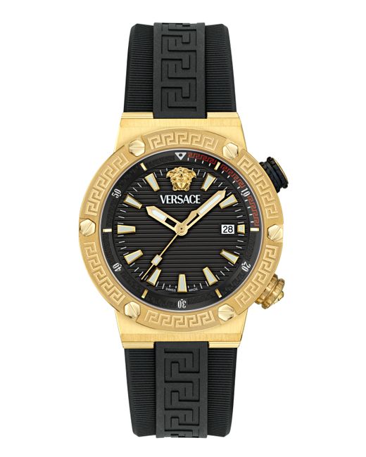 Versace Swiss Black Rubber Strap Watch 43mm