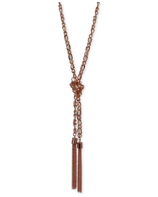 Guess Two-Tone Long Knotted Tassel Lariat Necklace