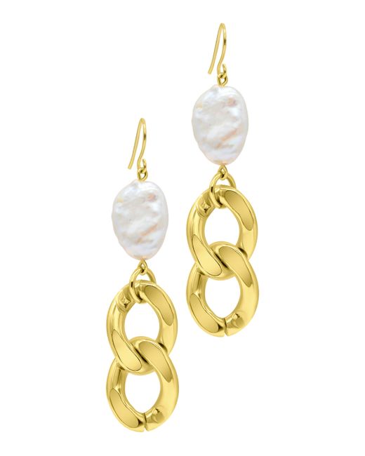 Adornia 14K Gold-Plated Cultured Freshwater Pearl Curb Chain Earrings