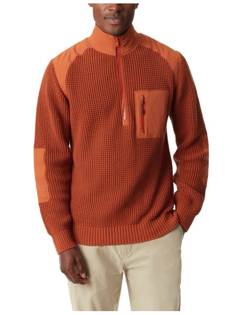 Bass Outdoor Quarter-Zip Long Sleeve Pullover Patch Sweater