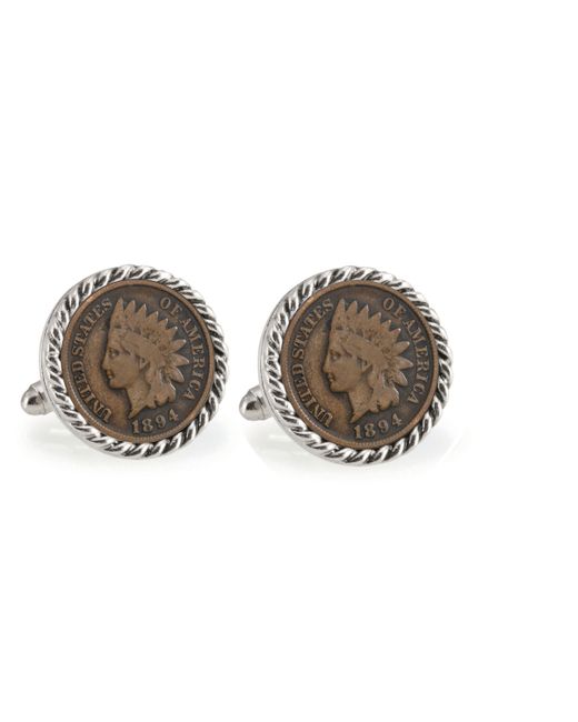 American Coin Treasures 1800s Indian Head Penny Rope Bezel Coin Cuff Links