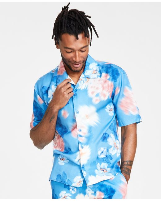 I.N.C. International Concepts Jackson Regular-Fit Floral-Print Button-Down Camp Shirt Created for Macy