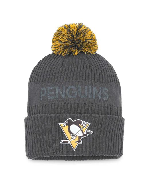 Fanatics Pittsburgh Penguins Authentic Pro Home Ice Cuffed Knit Hat with Pom