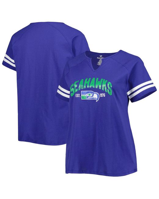 Fanatics Seattle Seahawks Plus Throwback Notch Neck Raglan T-Shirt