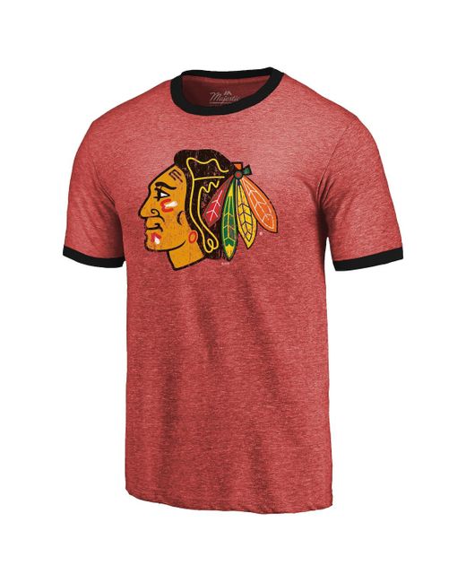 Majestic Threads Chicago Blackhawks Ringer Contrast Tri-Blend T-shirt
