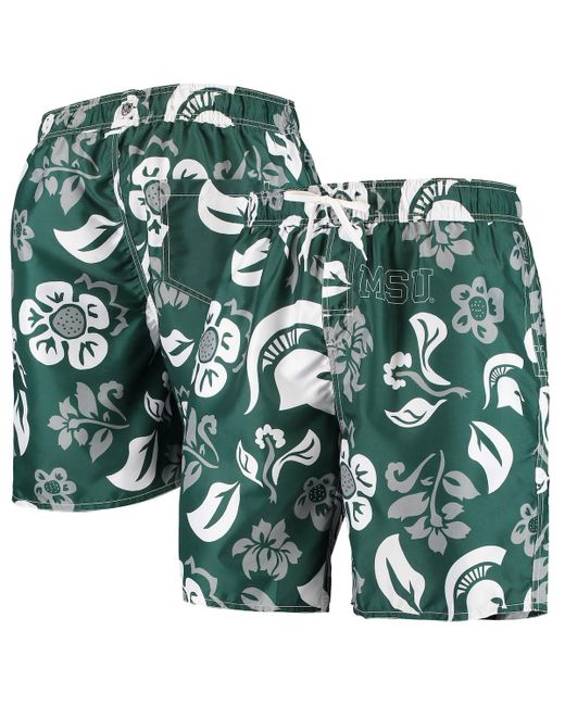 Wes & Willy Michigan State Spartans Floral Volley Swim Trunks