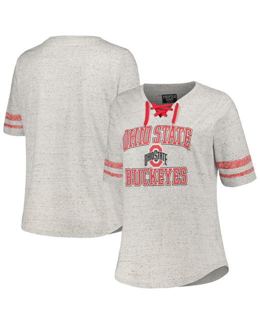 Profile Ohio State Buckeyes Plus Striped Lace-Up T-shirt