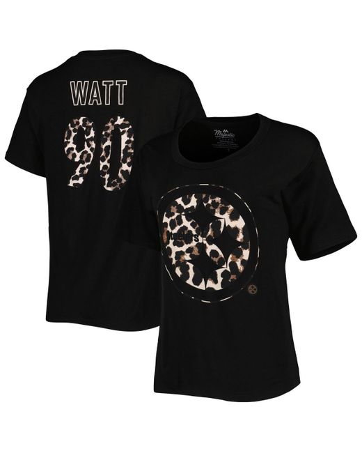 Majestic Threads T.j. Watt Pittsburgh Steelers Leopard Player Name and Number Tri-Blend T-shirt