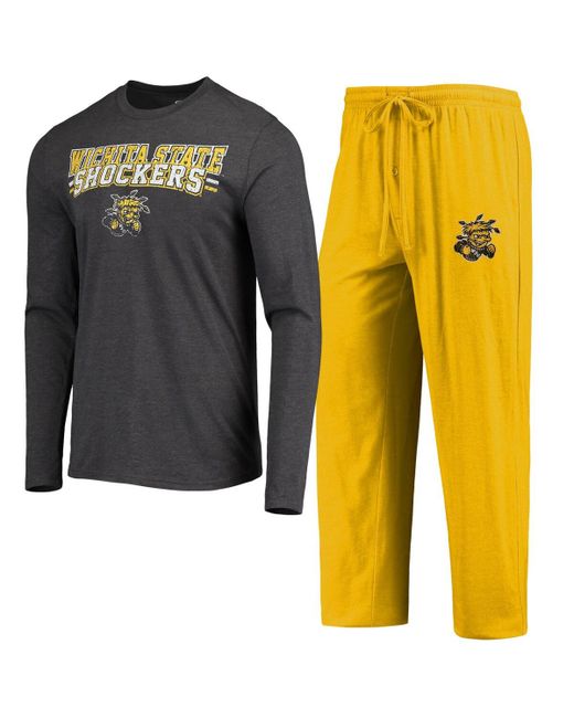 Concepts Sport Heathered Charcoal Wichita State Shockers Meter Long Sleeve T-shirt and Pants Sleep Set