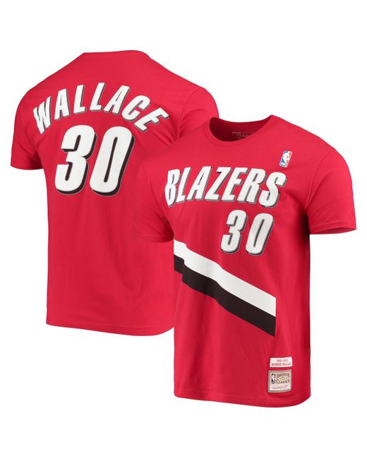 Mitchell & Ness Rasheed Wallace Portland Trail Blazers Hardwood Classics Player Name and Number T-shirt