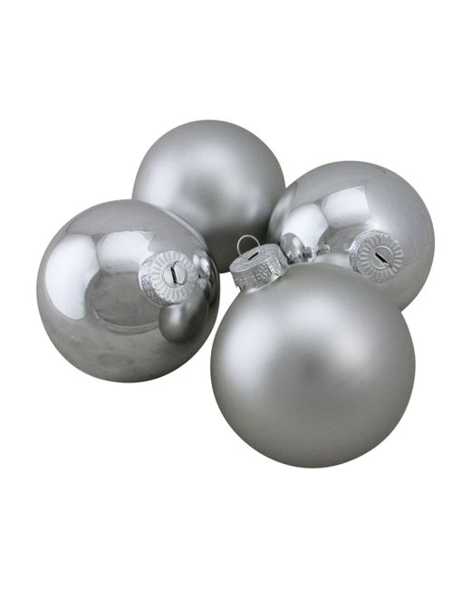 Northlight 4-Piece Shiny and Matte Glass Ball Christmas Ornament Set 4 100mm