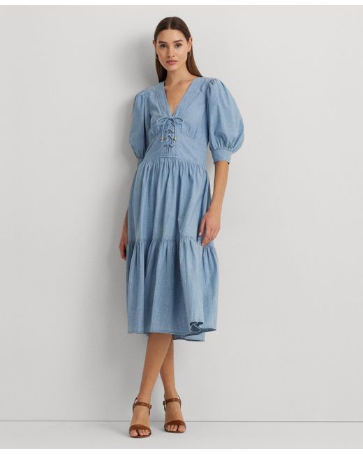 Lauren Ralph Lauren Cotton Puff-Sleeve Dress