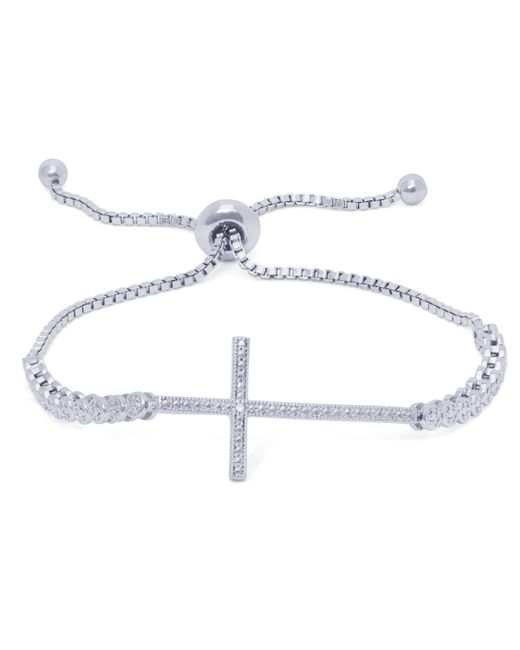Macy's Diamond Accent Cross Adjustable Plate Bracelet