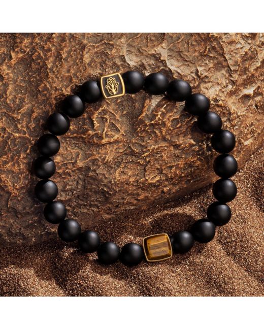 Karma And Luck Infinite Potential Onyx Tigers Eye Bracelet brown/gold
