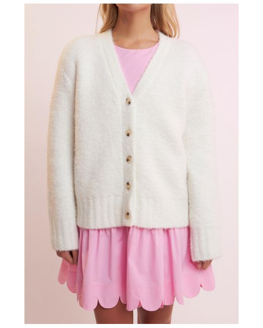 English Factory Fuzzy Button-Up Cardigan