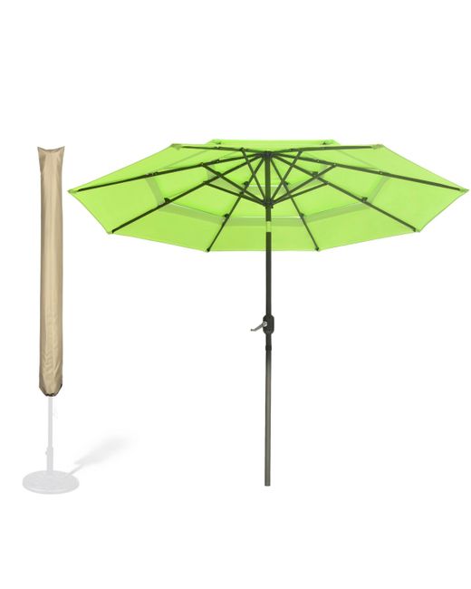 Yescom 11 Ft 3 Tier Patio Umbrella with Protective Cover Crank Push to Tilt Poolside