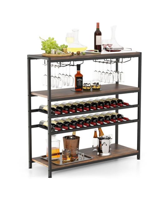 Sugift 5-tier Wine Rack Table with Glasses Holder
