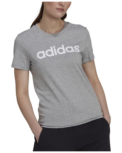 Adidas Essentials Cotton Linear Logo T-Shirt white