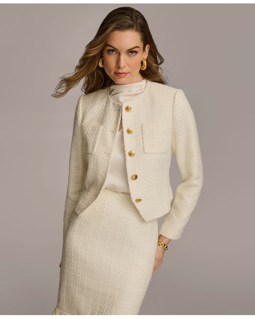 Donna Karan Collarless Tweed Jacket
