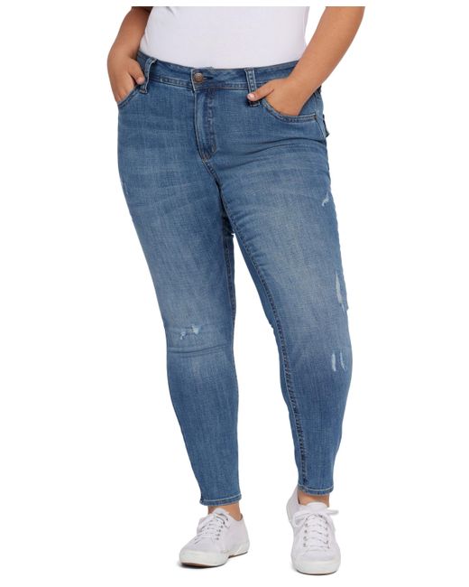Seven7 Plus Mid Rise Flap Pocket Skinny Jeans