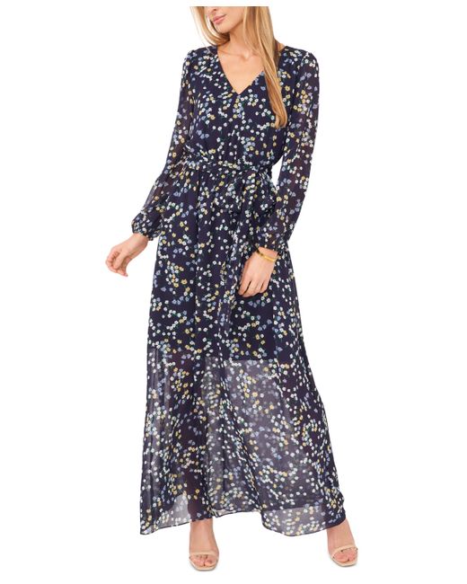 Msk Floral Print Blouson-Sleeve Maxi Dress
