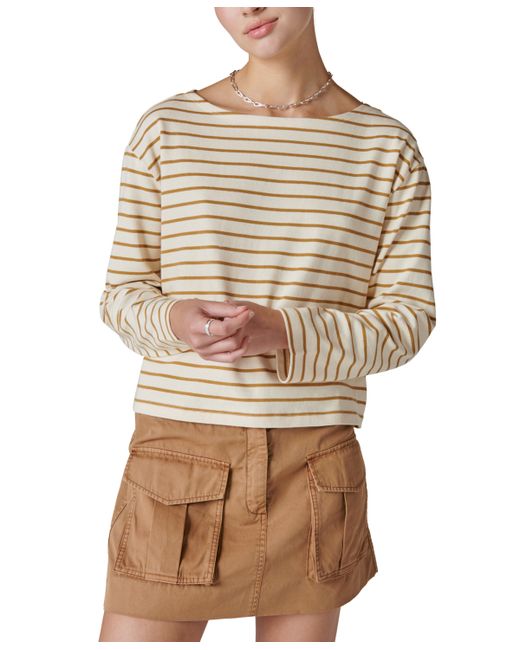 Lucky Brand Breton Striped Cotton Long-Sleeve T-Shirt gold Stripe