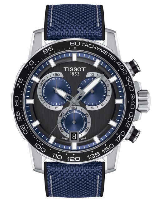 Tissot Swiss Chronograph Supersport Blue Textile Strap Watch 40mm