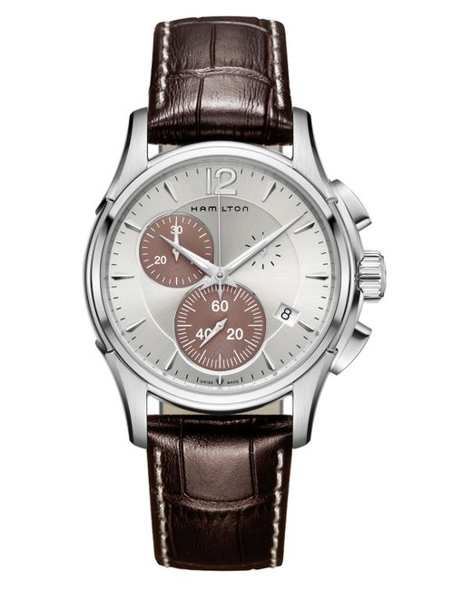 Hamilton Swiss Chronograph Jazzmaster Leather Strap Watch 42mm