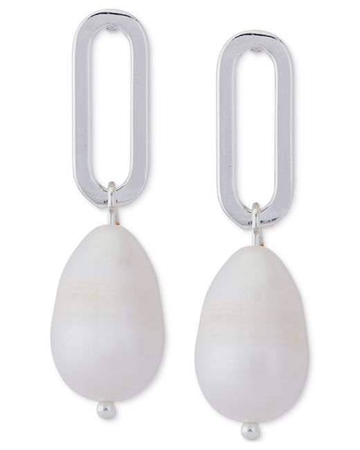 Lucky Brand Tone Link Freshwater Pearl Drop Earrings