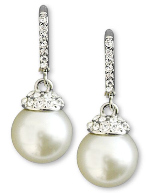 Givenchy Earrings Crystal Accent and White Glass Pearl